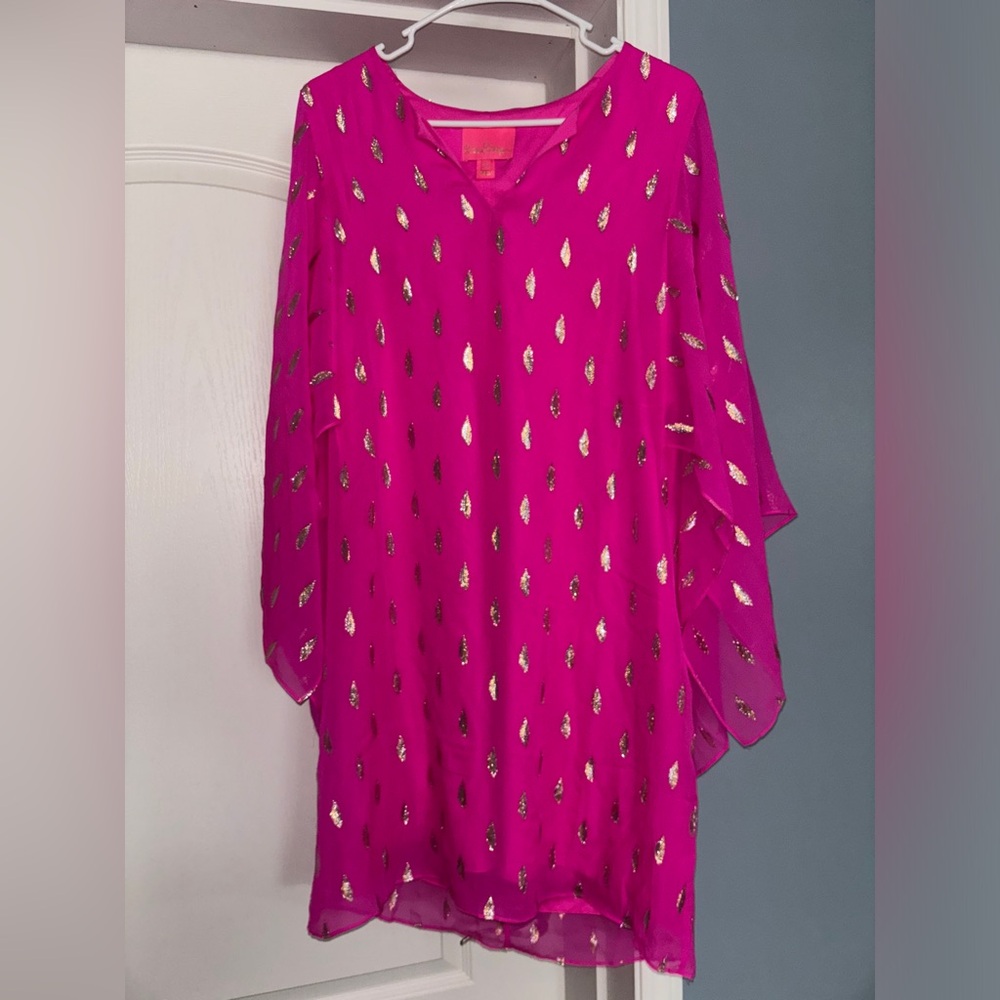 Lilly Pulitzer Fuchsia Dress with Gold Details